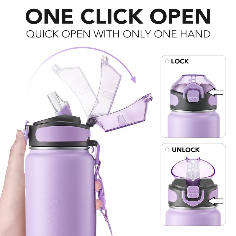Enerbone 32 oz Insulated Water Bottle, Stainless Steel Bottle with