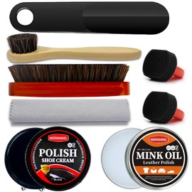 WERNMIND Mink Oil Black Shoe Polish Kit Boot Conditoner Care Wax Shoe Shine Kit Leather Clearner for Men Women