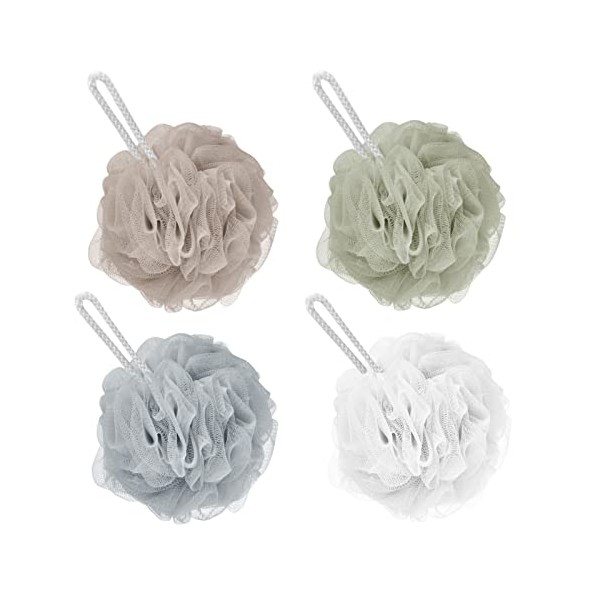 Shower Puff Loofah, 4 Pcs Extra Large Bath Sponge with