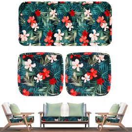 SmoothNovelty 3 Pcs Hawaiian Outdoor Cushion Covers, Patio Chair Seat Cushion and Back Pillow Replacement Covers Set, No Insert, Waterproof Outdoor Slipcovers Fit for Garden Backyard
