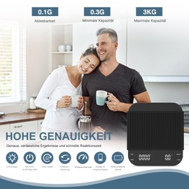 Ankilo Kaffeewaage mit Timer,Digital Espresso Waage 3kg/0,1g, Coffee scale,Feinwaage mit 3 Einheiten,USB Wiederaufladbare Küchenwaage, Multifunktionale Küchenwaage Lebensmittelwaage mit Tara Funktion