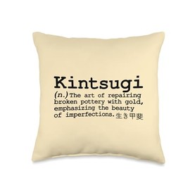 Kintsugi Gold Pottery Repair Japanese Poetic Tradition Word Throw Pillow