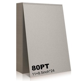24 Pcs Book Board, 80PT 0.086" Thick Binders Board Chipboard Gray Heavy Duty Cardboard Sheets for Book Binding Cover, Picture Frame Backing, DIY Crafts (8.5×11 Inch)