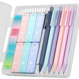 Four Candies Mechanical Pencils 0.5, with HB & 2B Lead Refills 0.5mm, Pastel Eraser Set & Eraser Refills, 16-Count Pack with Case, Cute Aesthetic School Supplies for Writing, Drawing and Drafting:_6PCS 0.5mm + 0.7mm