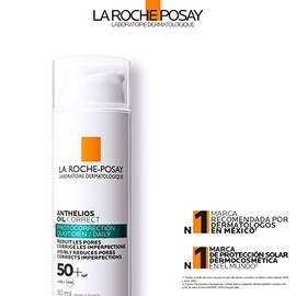 La Roche-Posay Anthelios Oil Correct Protector Solar Facial Matificante FPS 50+ que Corrige Imperfecciones, Reduce Poros y Brinda Efecto Sebo-Regulado