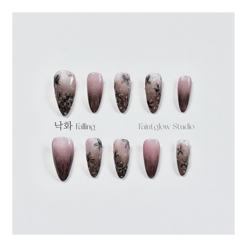 [Falling] Handmade nail tips - Coffin / [낙화 Falling] 수제네일팁