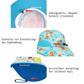 AIWUHE Sun Hat Baby Children UV 50+ Summer Hat Girls Peaked Cap Boys with Neck Protection, White