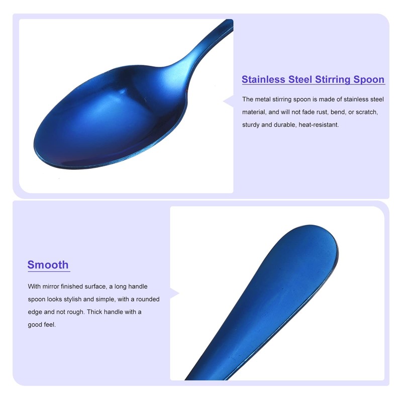 sourcing map Set of 4 Long Handle Spoon, 7.5-Inch Stainless