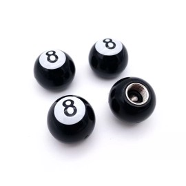 EZSUNSWAY Set of 4 Tire Wheel Valve Stem Caps Hot Rat Rod ATV Bike Car Truck- 8 ball pool