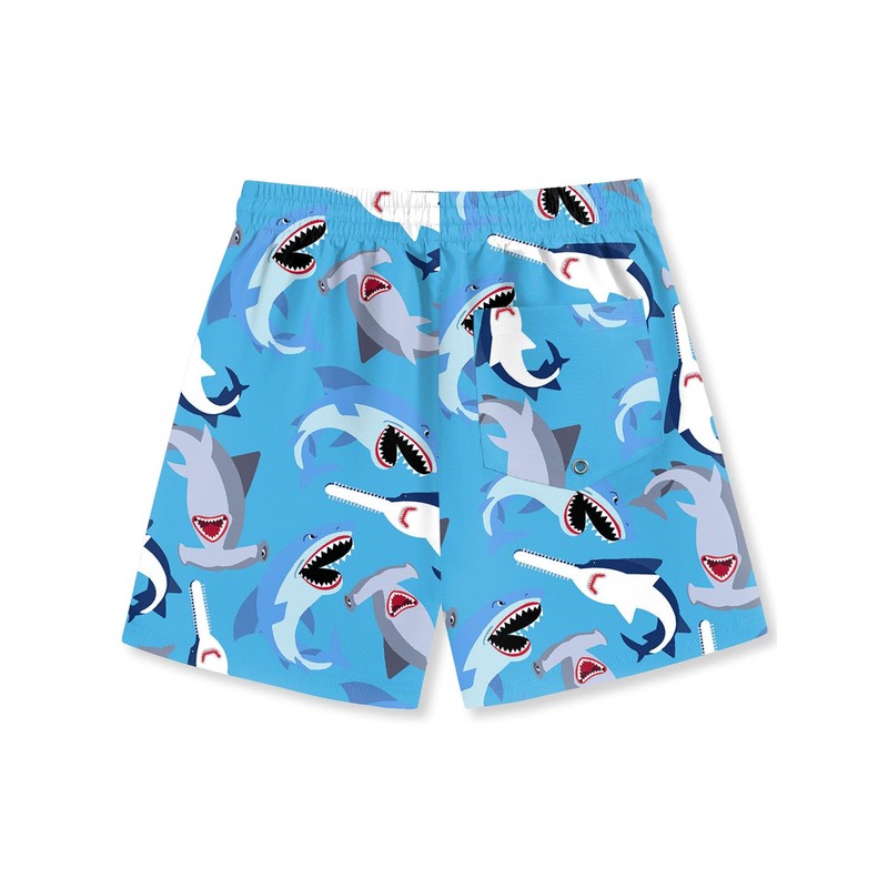 BesserBay Little Boys Summer Blue Shark Adjustable Drawstring Stretch Swim