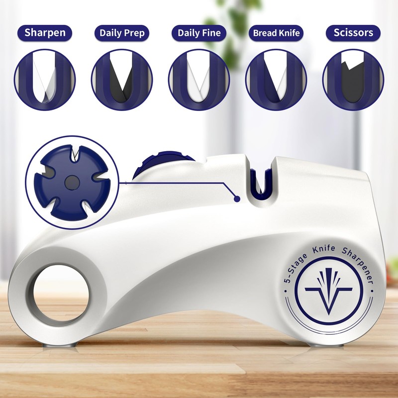 Homly Knife Sharpeners with Multifunctional 5-Stage Sharpening Angles 15°, Polishing