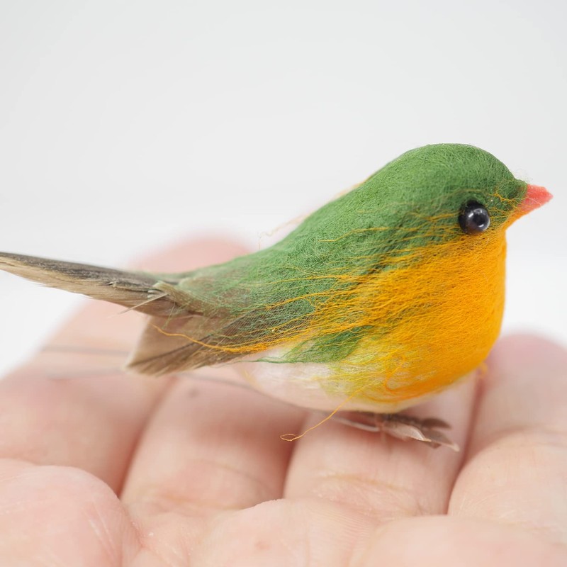 Casoter Handmade Simulated Robin Bird for Home Furnishings, Small Bird