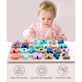 Wooden Alphabet Puzzles, Letter Puzzle Board, Montessori Alphabet Puzzle, Preschool Learning Educational Toys for Ages 1 2 3+, Holiday Birthday Gifts for Toddlers and Kids