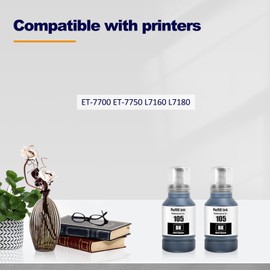 LAIPENG 105 Ink Compatible with Epson 105 106 for Ecotank ET-7700 ET-7750 L7160 L7180 Printers 2 Black Multipack (Black x 2)
