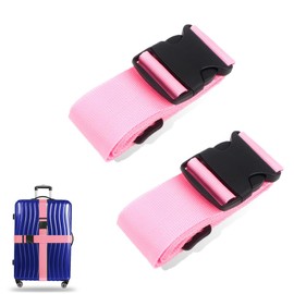 Luggage Suitcase Straps Set Adjustable Travel Packing Straps with Buckles Luggage Belts for Travel Bag Suitcase ((Pink,2))