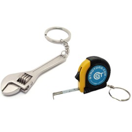 GT//Rotors Mini Silver Wrench Keychain Automotive Part Car Gift Key Chain & 3FT Tape Measurement