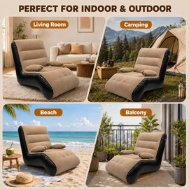 Inflatable Couch for Camping, Portable Inflatable Sofa with Armrests, Blow Up Couch for Indoor Outdoor Use, Inflatable Camping Couch for Small Spaces, Ergonomic Air Couch, 300LBS Support