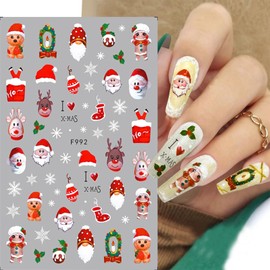 6 Sheets Colorful Christmas Snowflakes Nail Art Stickers 3D Snowman Nail Art Decals Christmas Elk Self-Adhesive Pegatinas Uñas Xmas Winter Cute Deer Nail Supplies Nail Design for Women Nails Decor