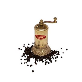 4.3" Handmade Manual Brass Pepper Mill Grinder Sozen, Portable Conical Burr Pepper Mill, Portable Hand Crank Turkish Pepper Grinder