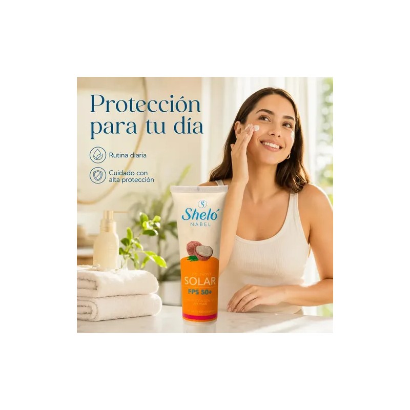Protector Solar Sheló Fps 50+ Bloqueador Rayos Uv Natural