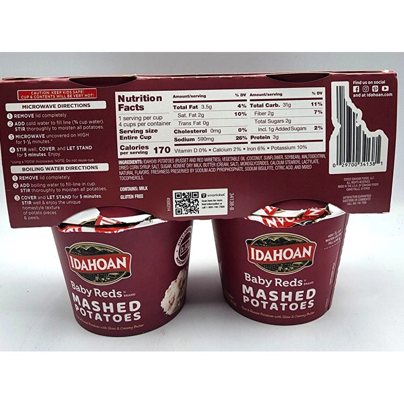 Idahoan Baby Reds Instant Mashed Potatoes Single Serve 2 Bx