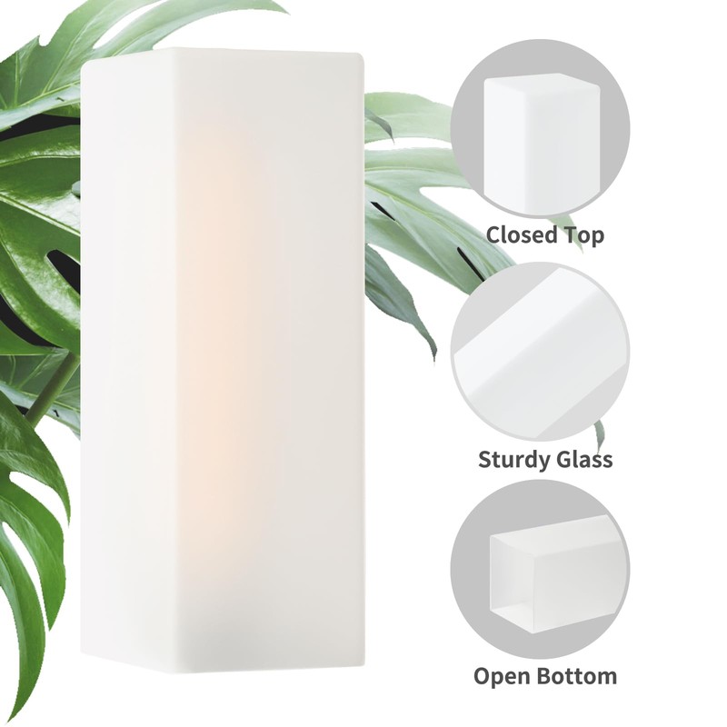 Yoenecea Replacement Glass Lamp Shade, 1 Pack Square Lampshade with