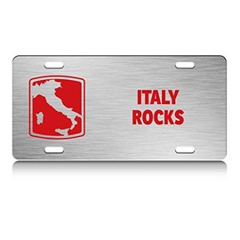 Press Fans - Italy Rocks Italy Map S.Steel Car SUV Truck License Plate Decorative Tag Chrome-D#z51