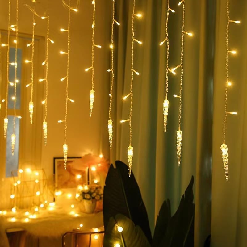 SUAVER Solar Icicle Lights Christmas Decorations with 19 Drops 96LED
