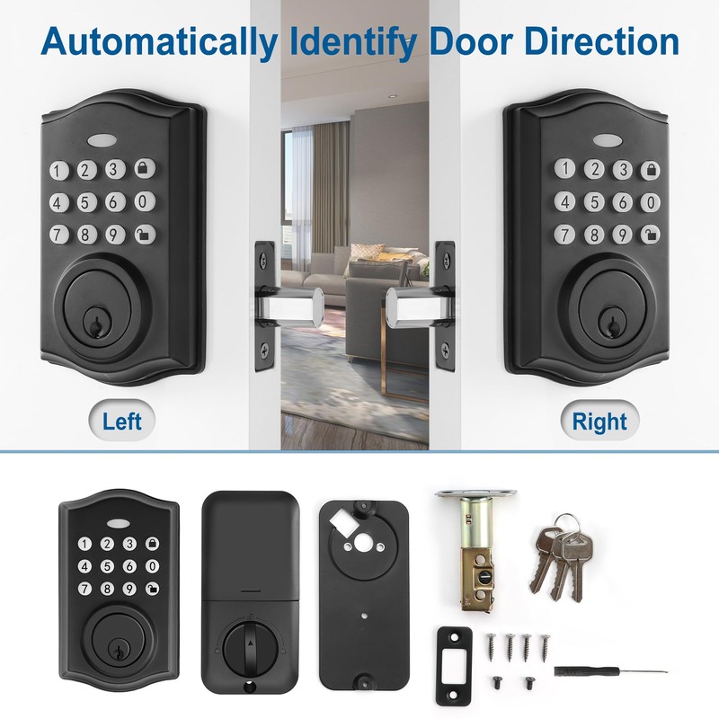 Keyless Entry Door Lock, Smart Deadbolt Auto Lock with Electronic