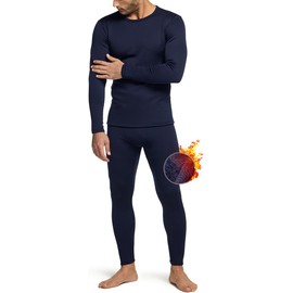TSLA Men’s Thermal Innerwear, Cold Weather Base Layer, Moisture Absorption & Retention, Stretchable, Fall/Winter, Top and Bottom Set, Ultra-Warm Innerwear, Thermal, Fleece-Lined, Large Sizes