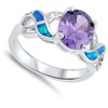 Sterling Silver Oval Simulated Amethyst Blue Simulated Opal Infinity Knot