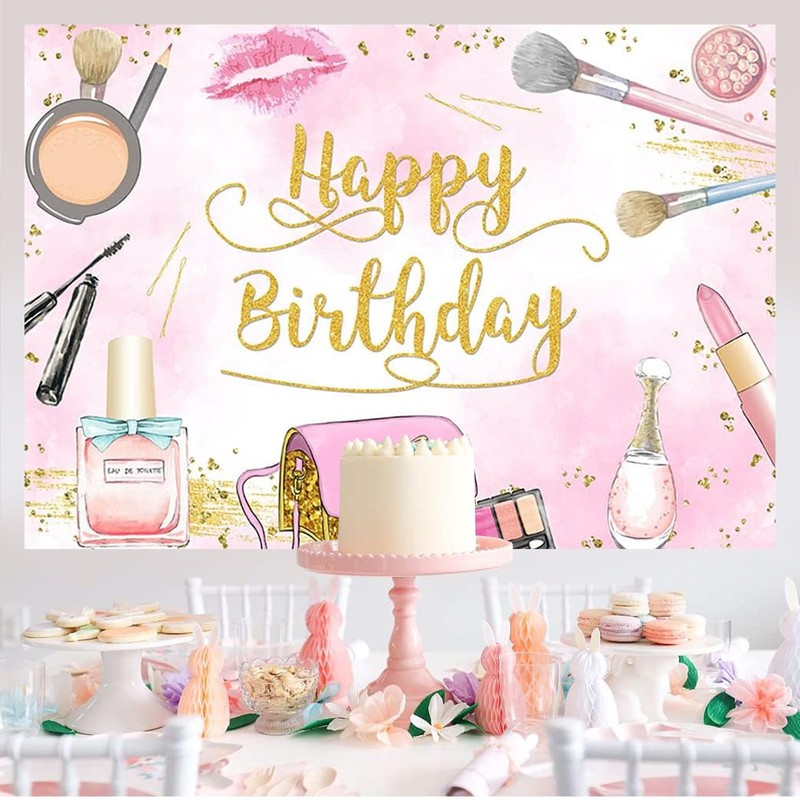 YQWIN Spa and Makeup Party Decorations - Birthday Backdrop Banner