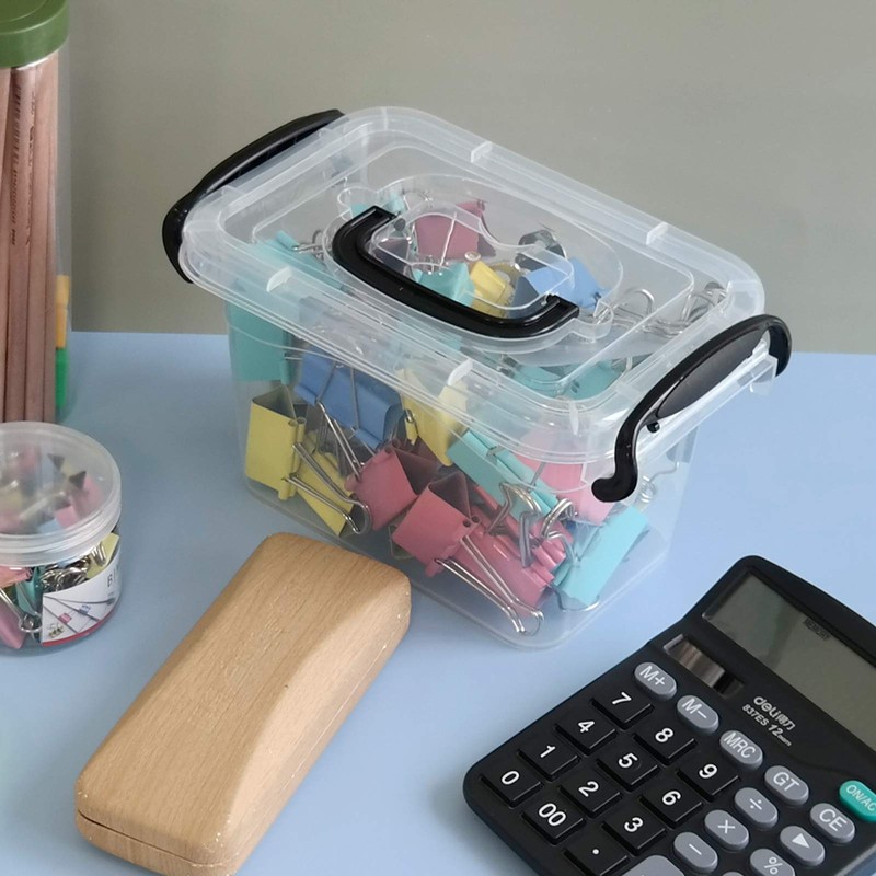 Idotry 6-Pack Mini Plastic Storage Latch Box, 1.5 L Clear