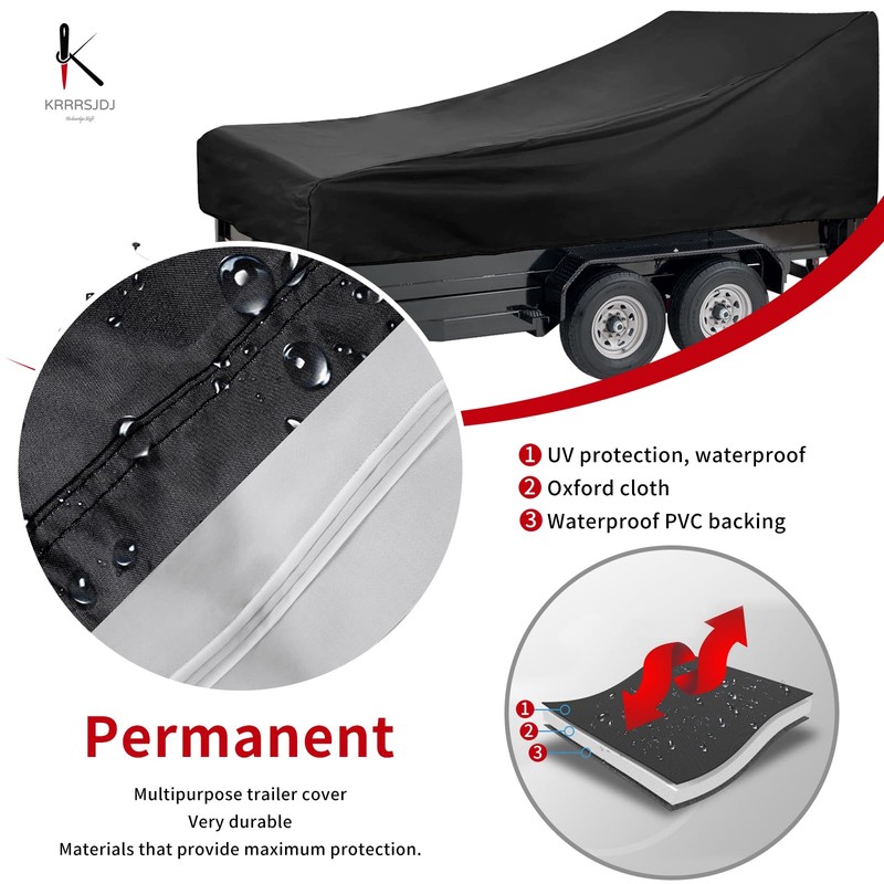 Utility Trailer Cover(with ramp gate),Waterproof Windproof Heavy Duty Black Dump