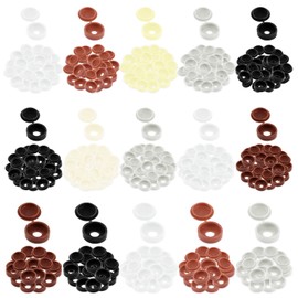 Mardatt 300pcs 4/5/6mm Hinge Screw Caps Color Assortment Plastic Screw Caps Folding Screw Covers Washers Flip Tops Screw Hole Plugs (Black/White/Brown/Yellow/Grey)