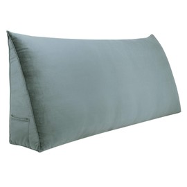 Daneey Headboard Pillow Full Large Headboard Wedge Pillow Bolster Pillow for Bed Reading Pillow Adult Back Pillow for Sitting in Bed Wedge Pillow Headboard with Removable Gray Cover, Velvet