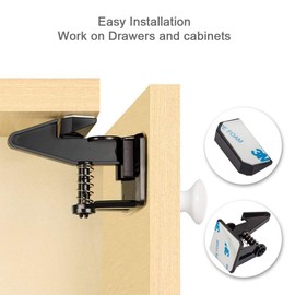 SACONELL Child Safety Cabinet Pack of 12, White/White and Black Cabinet Lock (6 x White + 6 x Black)