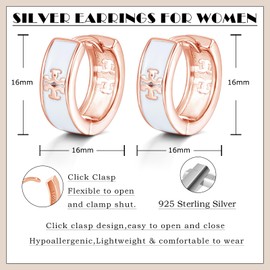Estrellique 925 Sterling Silver Hoop Earrings, Unisex Silver 925 Hoop Earrings for Men and Women, Black/White Cross Vintage Hoop Earrings with Cut-Out, Hypoallergenic Gothic Earrings with Gift Box