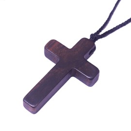 Cross Necklace for Men, Wooden Crosses Pendant Necklaces for Women Men ,1.5x0.94x0.2 Inches Hand Carved Natural Ebony Wood Cross with with 26.77 Adjustable Chain, Jewelry Gifts (1pc-3.8Brown)
