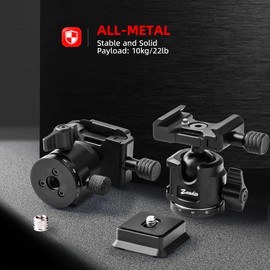 Zeadio Universal Ball Head Mount with Arca Swiss Plate - Heavy Duty 10KG, 360° Panoramic Camera Mount Tripod Head with 1/4" & 3/8" Threads
