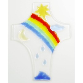 Glaskreuz Regenbogen/Sonne ca. 18x14cm
