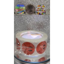 500 pcs Sticker Seals Roll Red Traditional Sad Face Semi Gloss Self Adhesive