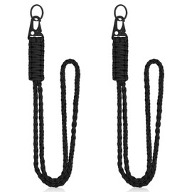 Tyqour 2Pcs Heavy Duty Paracord Lanyard Braided Lanyard Paracord Keychain for Keys ID Badges Men Necklace Whistles Strap Neck