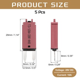 DMiotech 5 Pack 28V DC 10A Red ATC/ATO Manual Narrow Mini Resettable Fuse for Automotive Circuit Breaker Reset Fuses Low Profile Blade Fuses for Car Truck SUV Marine Boat Motorcycle