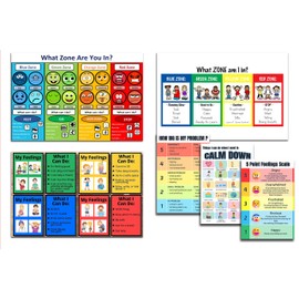 Generic Feelings Posters Emotions Poster Set of 6 (12 * 18) - Modern, Contemporary Cartoon Posters for Kids' Room, Living Room, Bedroom, Home Office, Classroom