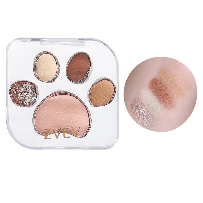 ZVEV Eye Shadow Paw Palette, Natural, Cat, 5 Colors, Eye