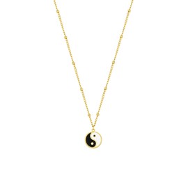 Happiness Boutique Women's Necklace with Yin Yang Pendant, Waterproof Necklace with Yin and Yang Symbol, Ball Chain with Pendant in Gold, Rose Gold, Silver, Talisman Symbolic Jewellery, Gold, No