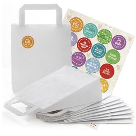 Logbuch-Verlag 24 White Gift Bags for Customers Friends Guests as Give-Away Packaging for Gifts 18 x 8 x 22 cm