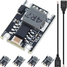 DAOKAI 3A Mini Step Down Module,Buck Converter Board DC-DC 5V-30V to 5V Voltage Regulator PCB Power Buck Board - 5 Pack with USB Female Cable