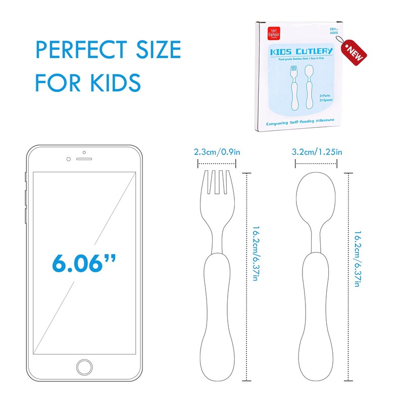 Lehoo Castle 6 Pieces Toddler Utensils, Kids Silverware for 2